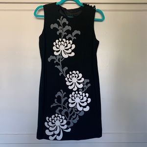 Vintage hand painted chrysanthemum flowers, mini 60s go go dress